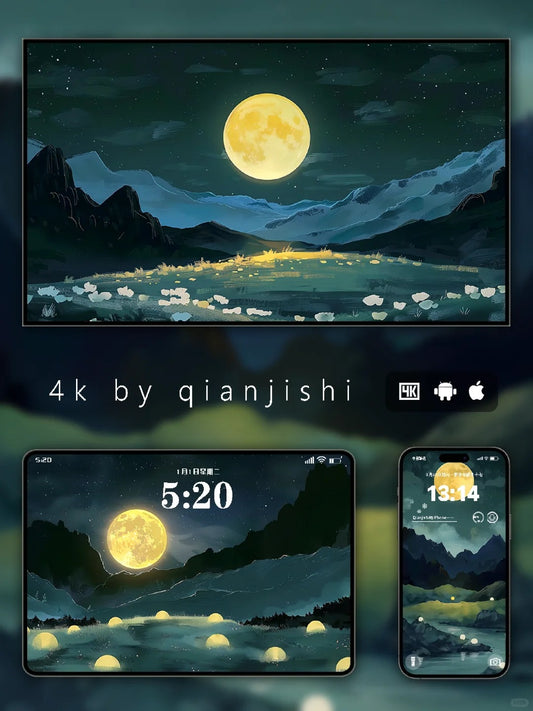 Cartoon Style Tranquil Night Mobile Wallpaper: Dreamy Starry Sky Sketch #144