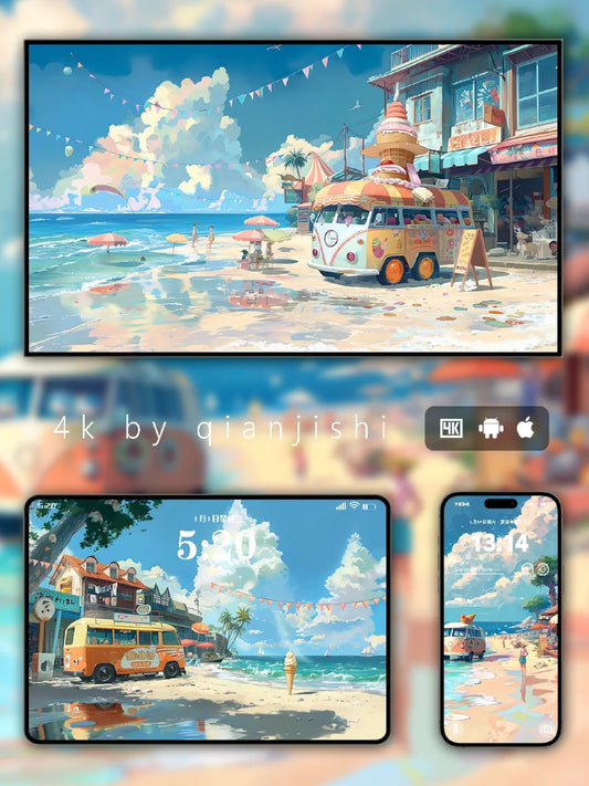 Cartoon Style Summer Beach Mobile Wallpaper: Cool Beach Dreams #145